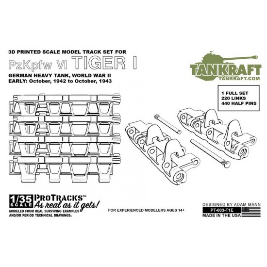 1/35 Tiger I Early Pro Tracks for Academy 13264, Tamiya, Dragon, RFM kits