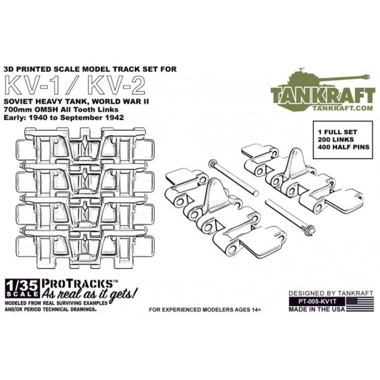 1/35 KV-1/2 Early 700mm OMSH All Tooth Links ProTracks for Tamiya #35372