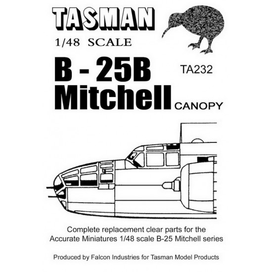 1/48 North American B-25B Mitchell Canopy for Accurate Miniatures B-25 kits