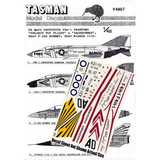 1/48 US Navy Prototype F4H-1 Phantom/F-18A Hornet/Mirage IIID Decals