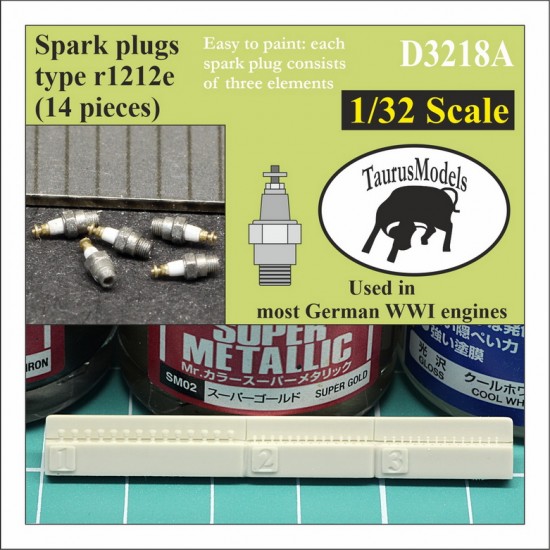 1/32 WWI German Engines Spark plugs r1212e Easy to Paint Version (14pcs)