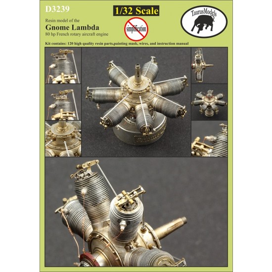 1/32 Gnome Lambda 80 hp French Rotary Aircraft Engine