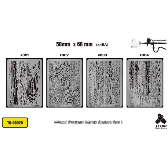 Wood Pattern Mask Series Set I (50mm x 68mm, 4pcs)
