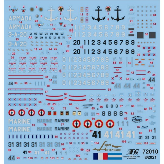 Decals for 1/72 Argentine Navy Super Etendard Modernise Data and Stencils