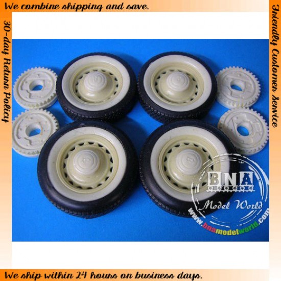 1/25 Wheel set - Tyre, Wheel, Back and Cap x 4 (Artillery) #1004
