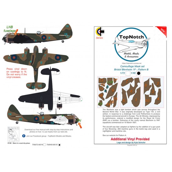 1/48 Bristol Blenheim 1F - Pattern B Camo Masks
