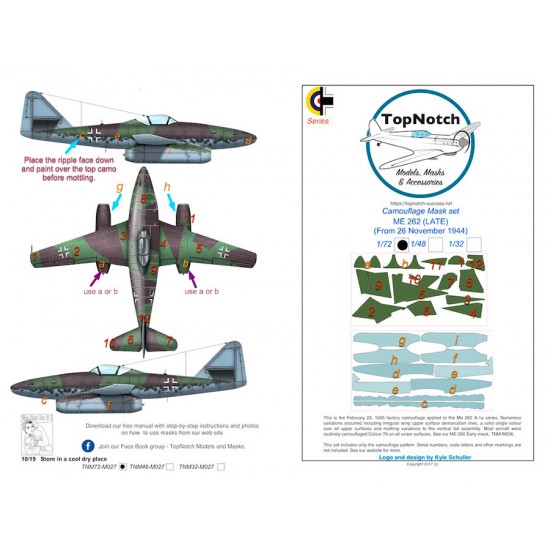 1/32 Me 262 A1 (Late) from 26 November 1944 Camo Masks