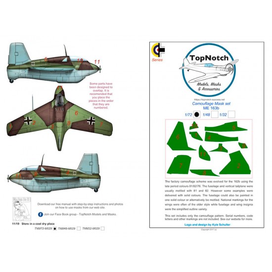 1/72 Messerschmitt 163B Komet Camo Masks