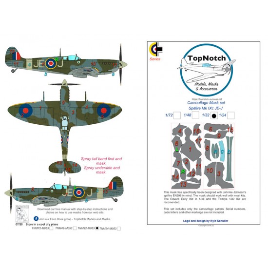1/72 Spitfire Mk IXc JE-J Camo Masks