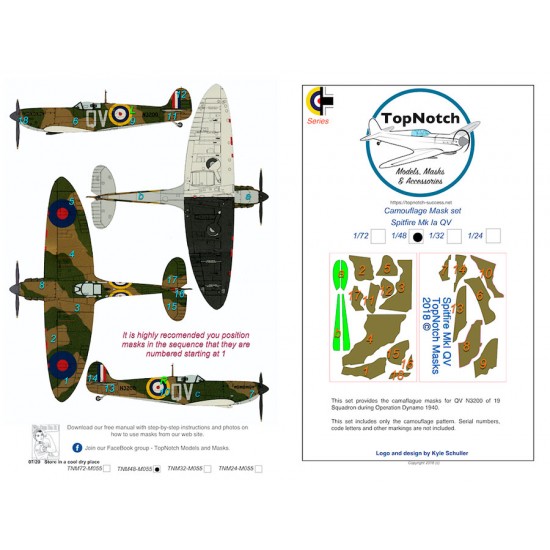 1/32 Spitfire Mk1a QV Camo Masks