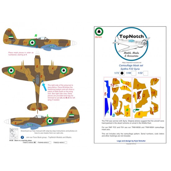 1/32 Spitfire F22 "Desert Scheme - Syria" Camo Masks