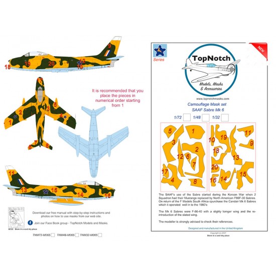 1/72 SAAF Sabre Mk.6 Camo Masks