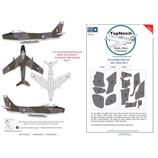 1/48 RAF Sabre Mk.4 Camo Masks