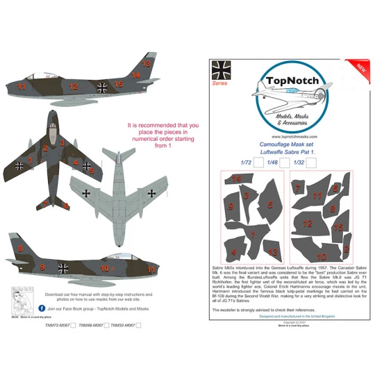 1/32 Luftwaffe Sabre Pattern 1 Camo Masks