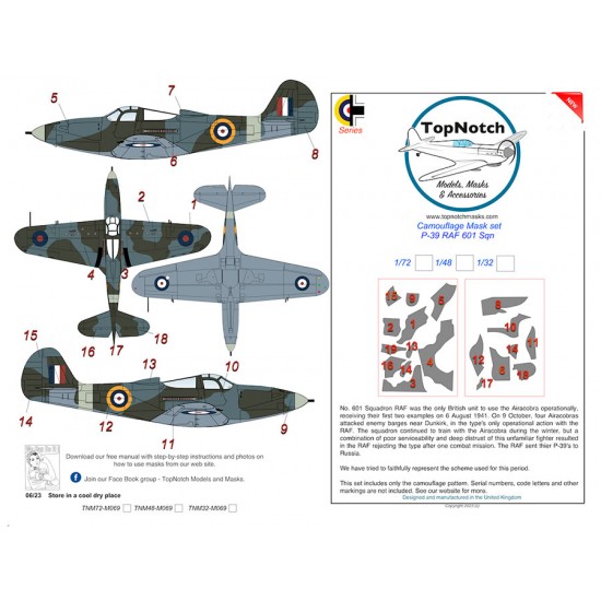 1/48 British P-39 601 sqn RAF Camo Masks