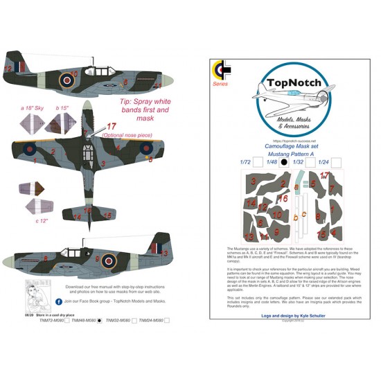 1/48 P-51B Mustang Pattern A Camo Masks
