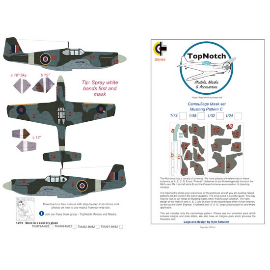 1/24 P-51B Mustang Pattern C Camo Masks