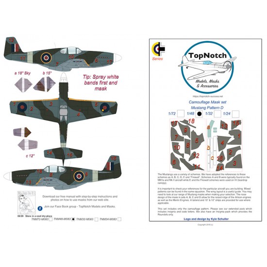 1/32 P-51B Mustang Pattern D Camo Masks