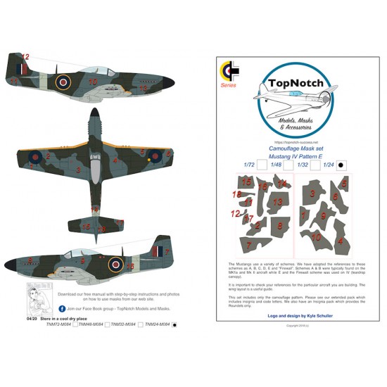 1/72 P-51D Mustang Pattern E Camo Masks