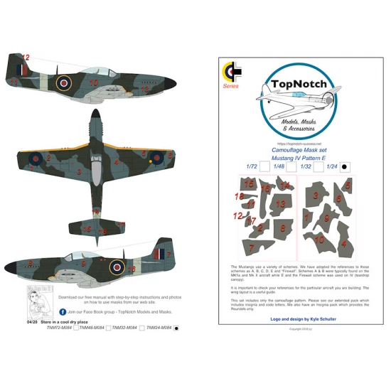 1/32 P-51D Mustang Pattern E Camo Masks