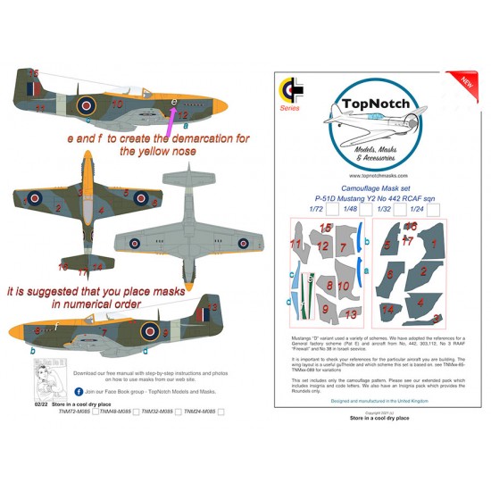 1/72 P-51D Mustang Y2 No 442 RCAF sqn Camo Masks