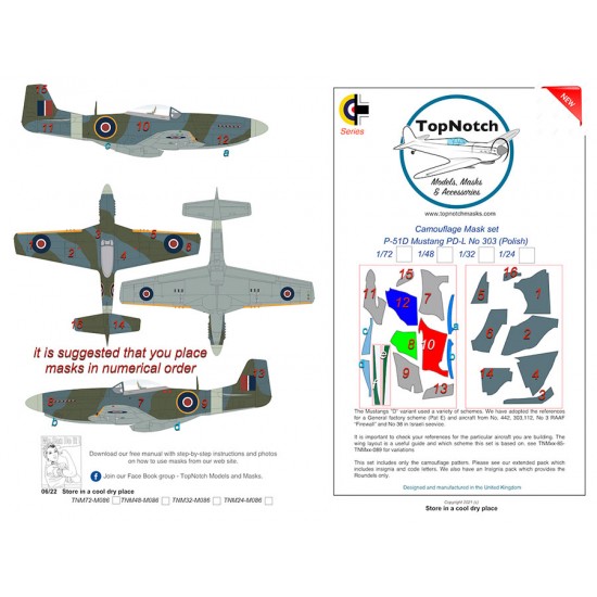 1/48 P-51D Mustang PD-L No 303 (Polish) Camo Masks