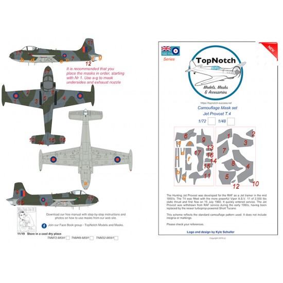 1/72 RAF Hunting Jet Provost T4 Camo Masks