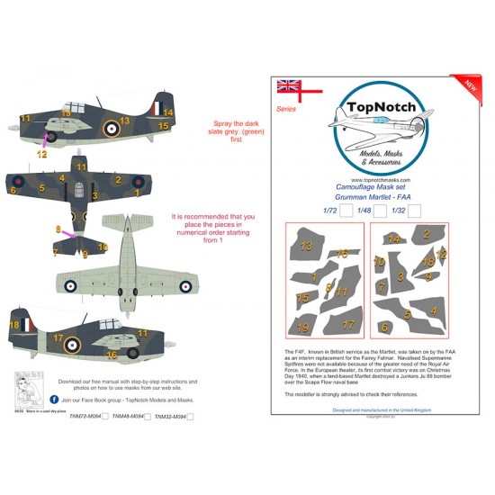 1/48 Grumman Martlet FAA Camo Masks