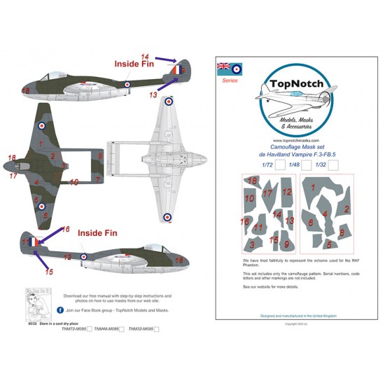 1/72 de Havilland Vampire F.3-FB.5 Camo Masks