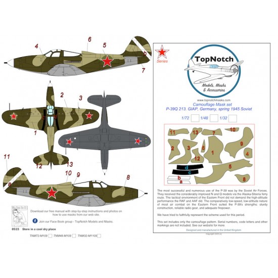 1/72 Soviet P-39Q 213. GIAP Germany Spring 1945 Camo Masks