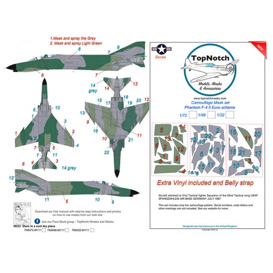 1/72 USAF F-4 II Euro Camo Masks 51st Tactical fighter Squadron