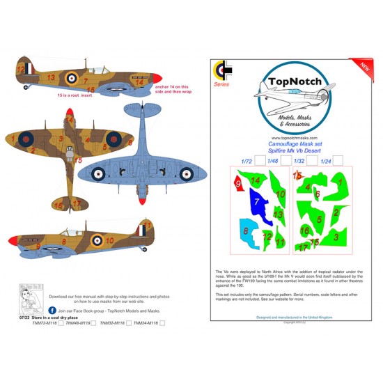 1/48 Spitfire Mk Vb Desert Camo Masks