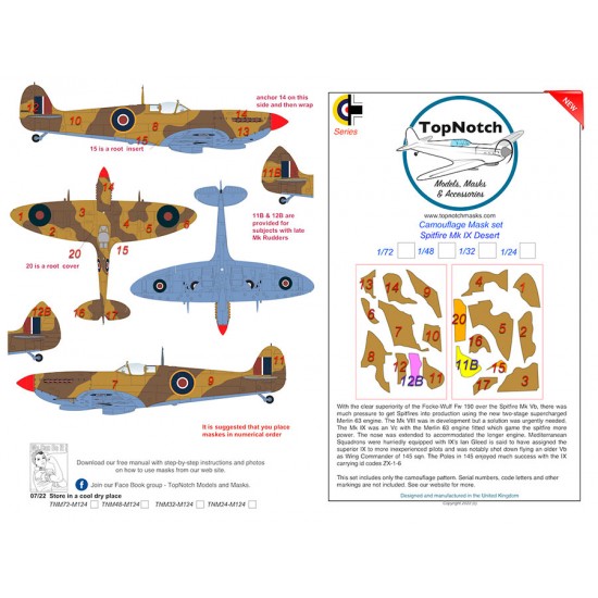 1/48 Spitfire IX Desert Camo Masks