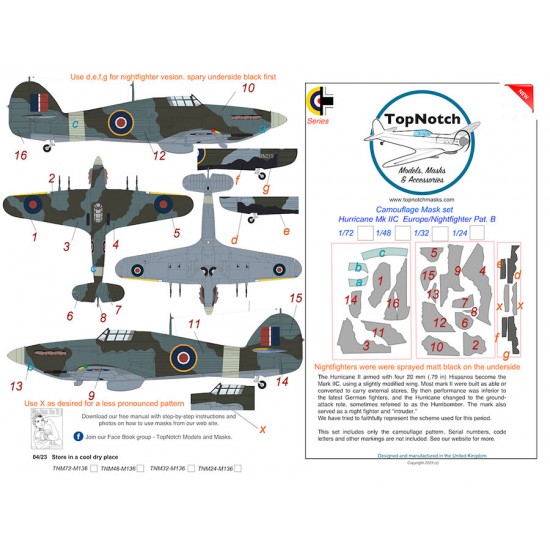 1/72 Hurricane IIC - B Camo Masks