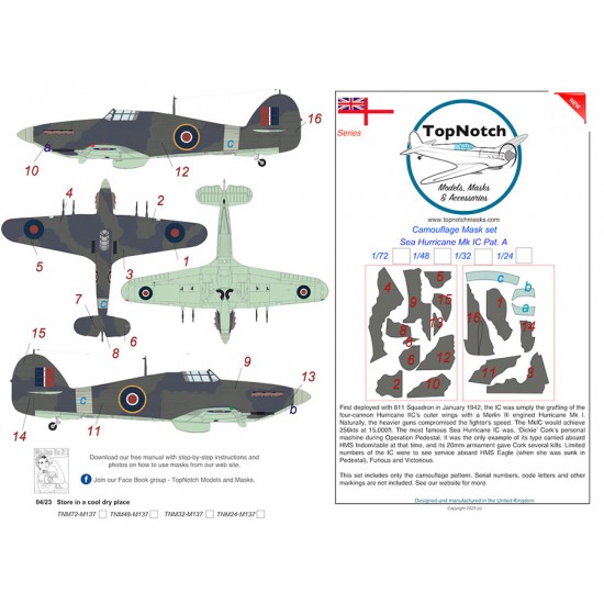1/32 Sea Hurricane - Mk IIc Pattern A Camo Masks