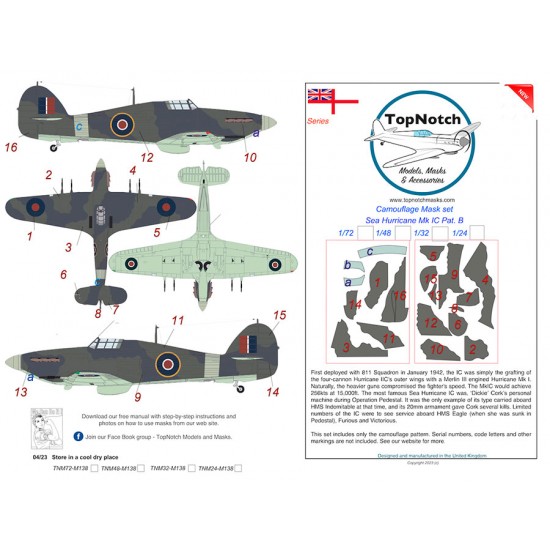 1/72 Sea Hurricane - Mk IIc Pattern B Camo Masks