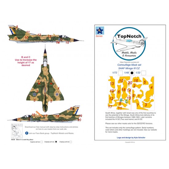 1/72 Mirage III CZ SAAF Camo Masks