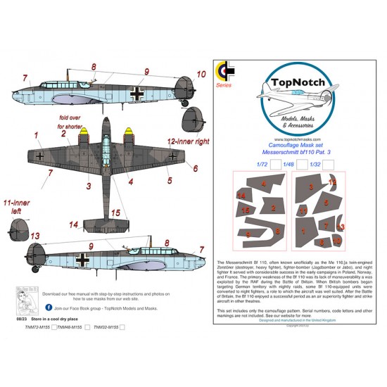 1/48 Messerschmitt Bf 110 Pattern 3 Camo Masks