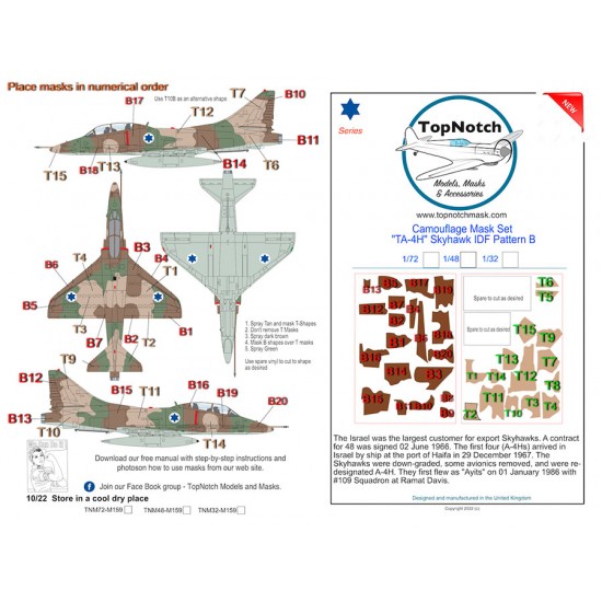 1/48 Douglas TA-4H Skyhawk IDF Pattern B Camo Masks