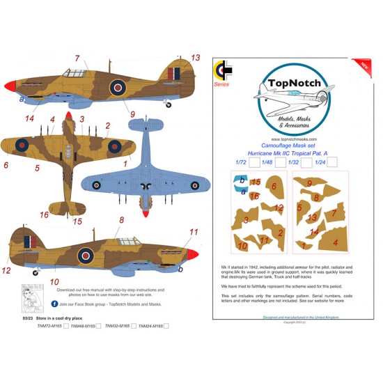 1/48 Hurricane Mk IIc Tropical Pattern A Camo Masks
