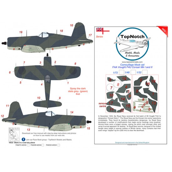 1/48 Royal Navy FAA Vought F4U Corsair Camo Masks