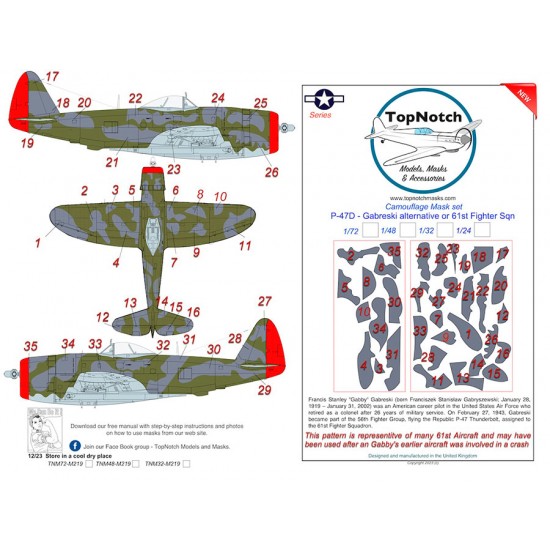 1/32 P-47 Gabby Gabreski- alternative or 61st Fighter Sqn Camo Masks