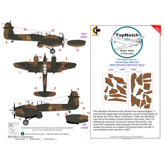 1/72 Westland Whirlwind "Early" Camo Masks