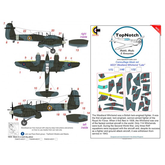 1/32 Westland Whirlwind "Late" Camo Masks