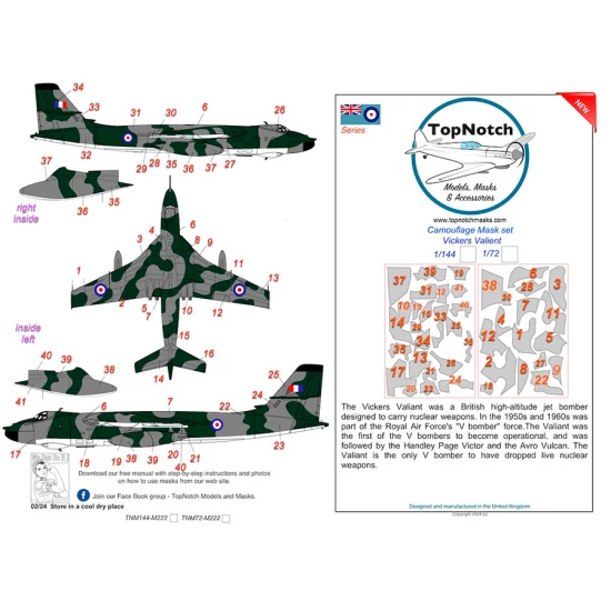 1/72 Vickers Valiant Camo Masks