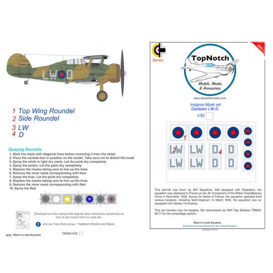 1/32 Gladiator Insignia LW-D 607 Squadron Insignia Masks