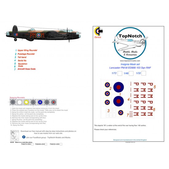 1/72 Lancaster PM-M 103 Sqn Insignia Masks