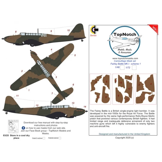 1/48 Fairley Battle Mk.I Scheme 1 Camo Masks