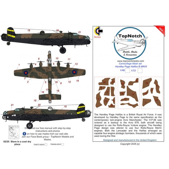 1/72 Handley Page Halifax B MKI/II Camo Masks