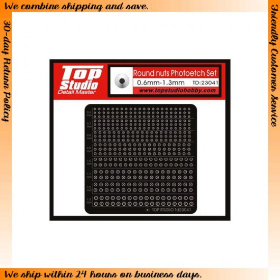 Round Nuts Photoetch Set (0.6mm - 1.3mm)